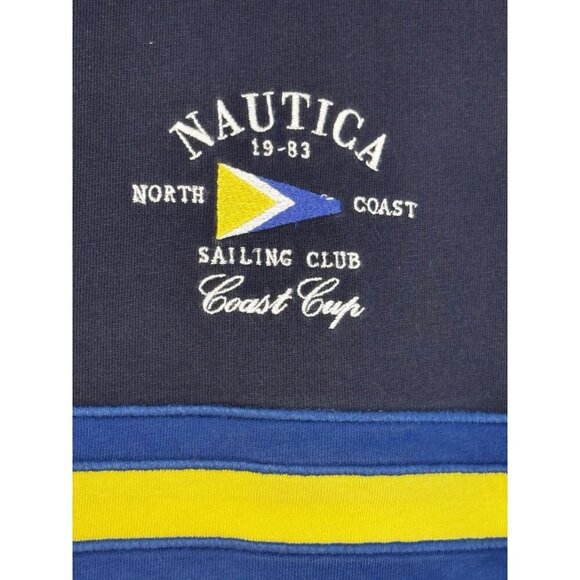 Nautica Sailing Club Polo 2XLT Blue White Coast Cup Y2K Nautical Prep FLAW - Picture 3 of 15